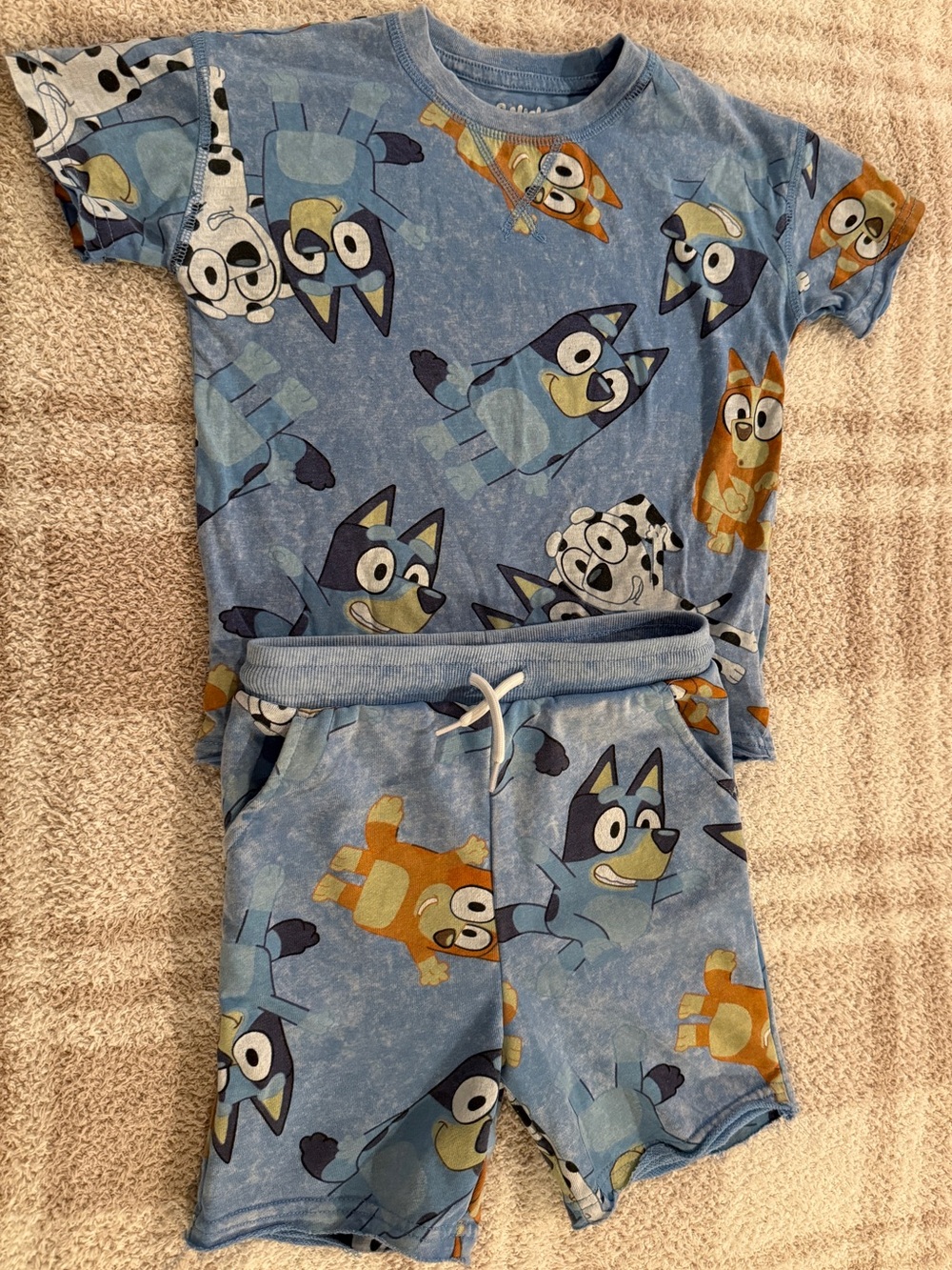 Blue Cartoon Puppy Kids Matching Set - Unbranded